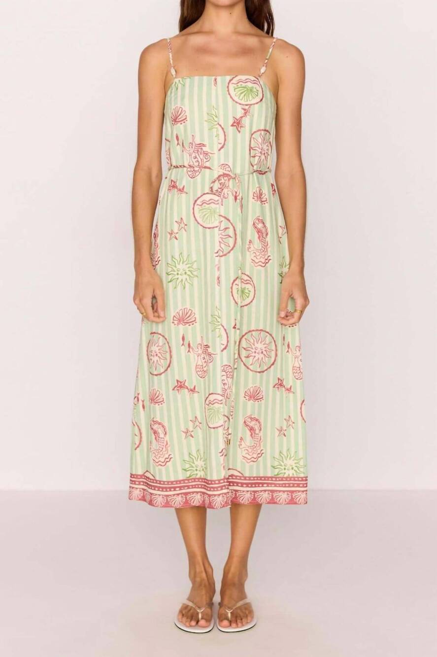 NEW MINKPINK soleil tie waist midi dress in green